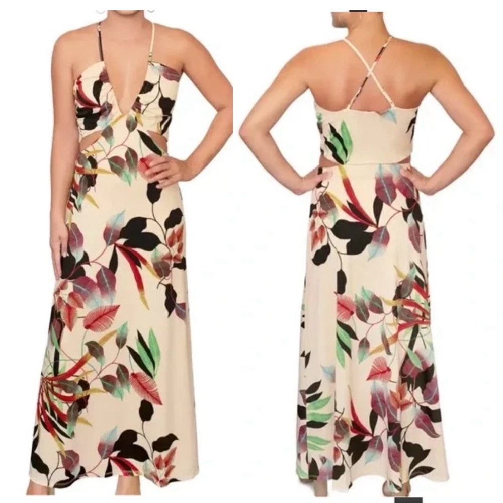 Rachel Cream Floral Cutout Maxi Dress
